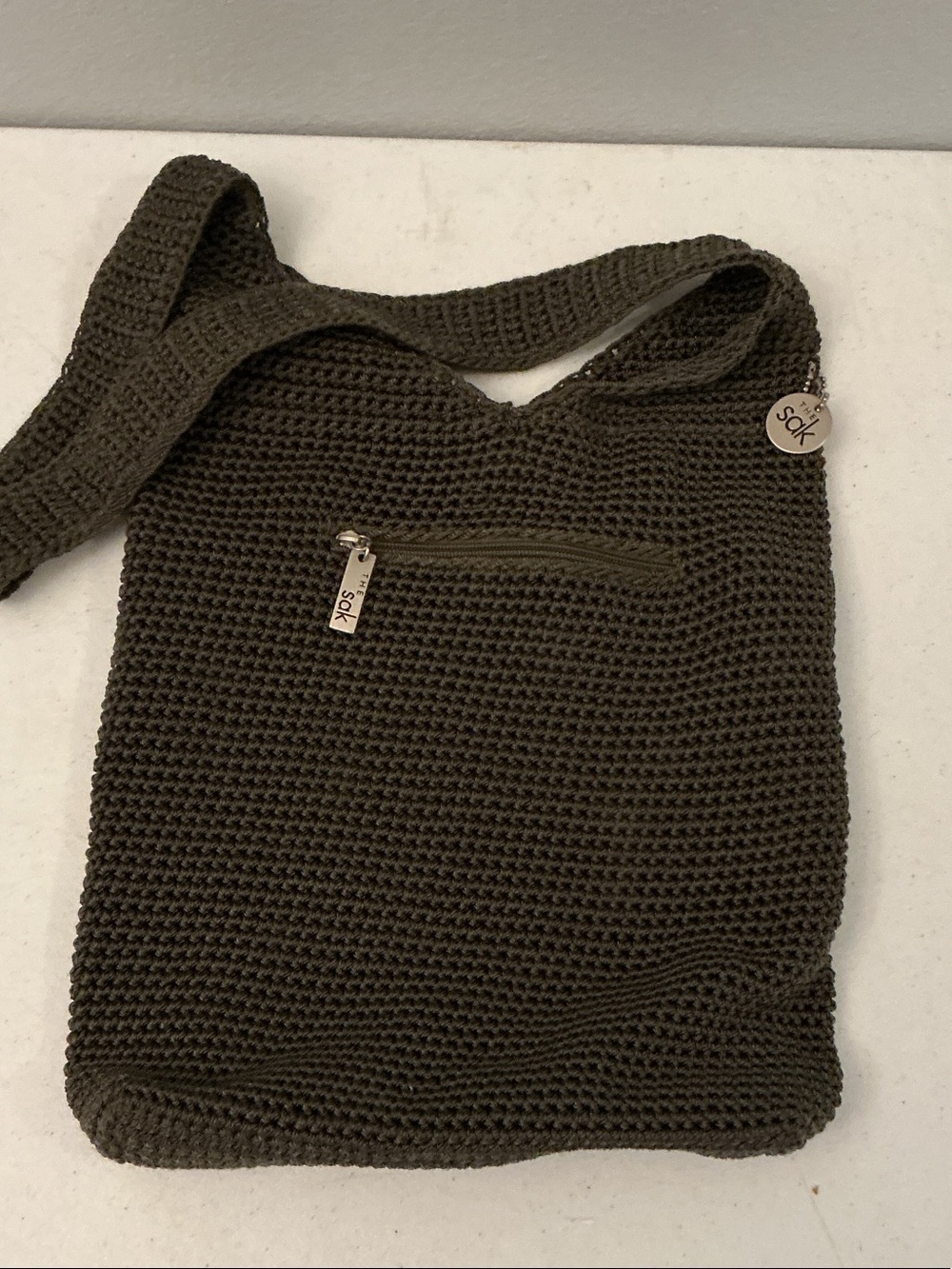 The Sak Crochet Shoulder Bag in Olive